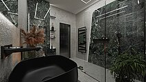 Návrh koupelny s designovým radiátorem Zehnder Kazeane